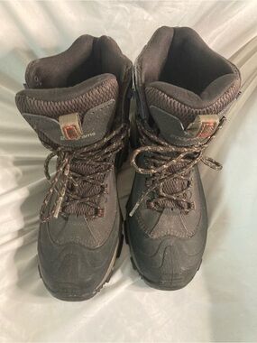 Columbia Men's Dark Brown and Tan Hiking Boot with Orange Accents